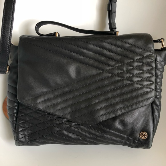 Tory Burch 797 Quilted Lambskin Satchel Bag, Black - Picture 2 of 8